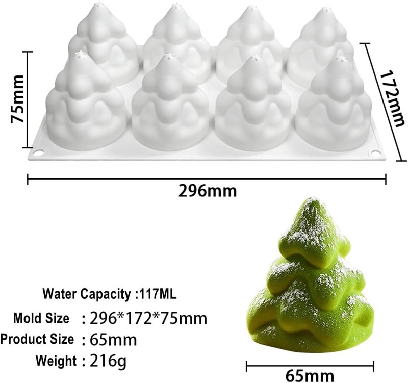 TUKE Christmas Tree Silicone Molds,Chocolate Fondant Cake Molds, 3D Non-Stick Food Grade Silica Gel Mould for Candies, Chocolate, Ice Cube DIY Tools (Christmas Tree I) - Image 2